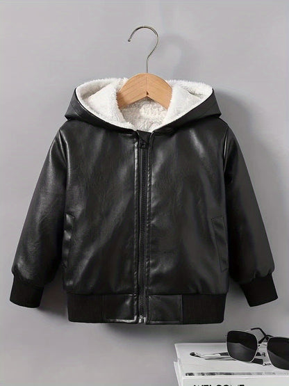 Boys Faux Leather Winter Jacket