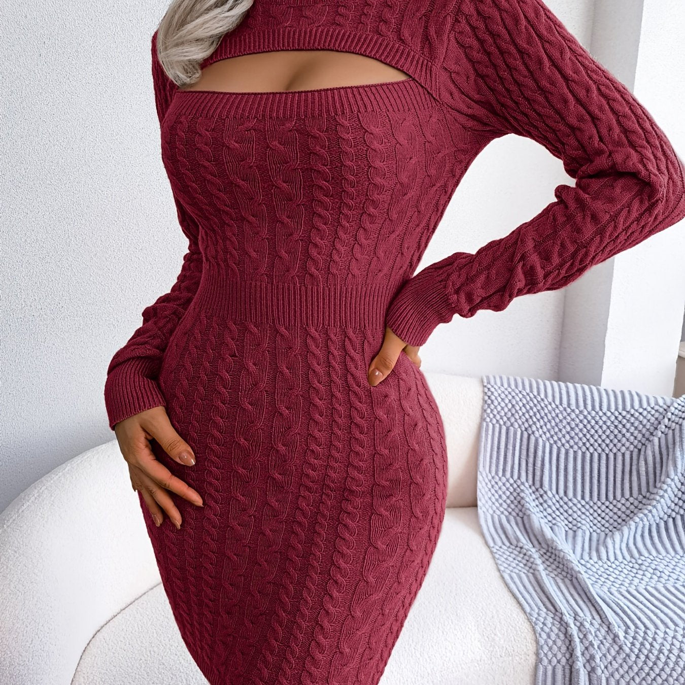 Ribbed Knit Keyhole Dress