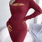 Ribbed Knit Keyhole Dress