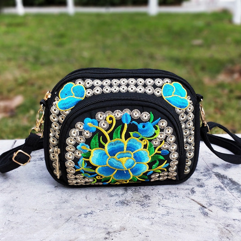 Floral Embroidered Crossbody Bag