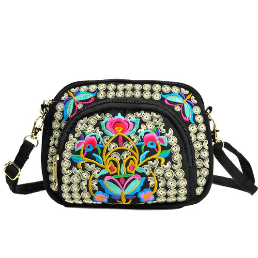 Floral Embroidered Crossbody Bag