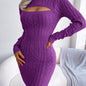 Ribbed Knit Keyhole Dress