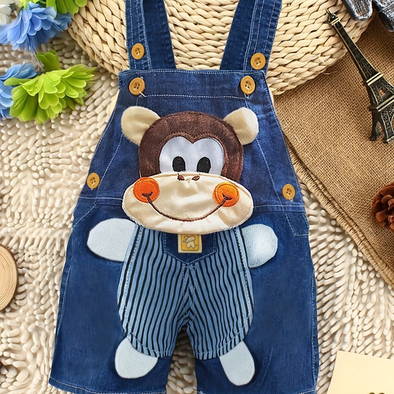 Monkey Motif Designer Overalls for Kids
