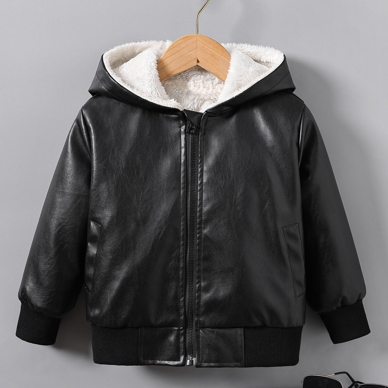 Boys Faux Leather Winter Jacket