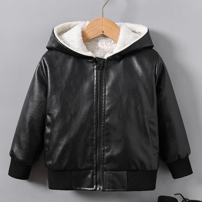 Boys Faux Leather Winter Jacket