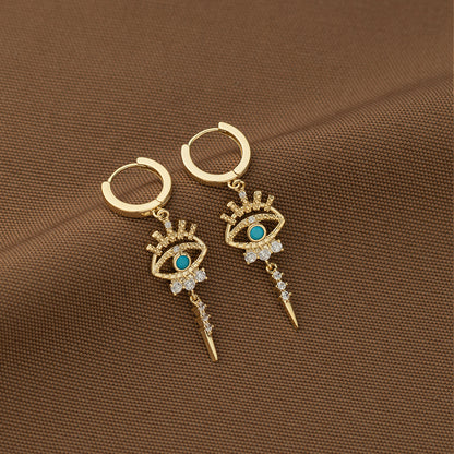 Copper-Inlaid Evil Eye Earrings