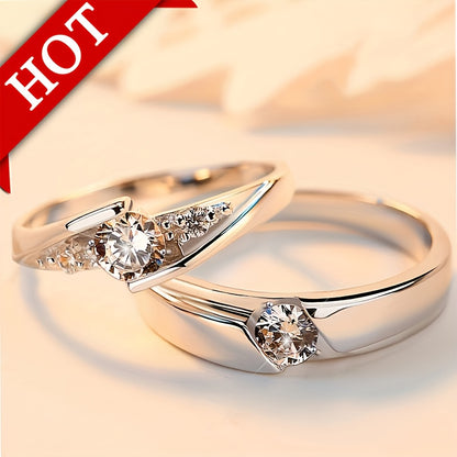 925 Silver Moissanite Couple Ring