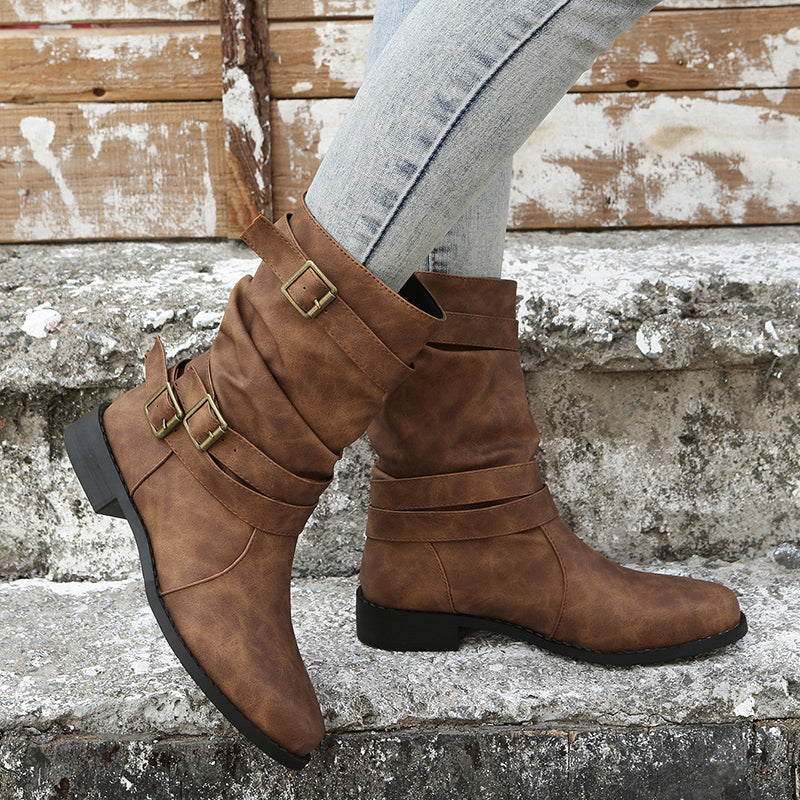 Chic Ruched Western Cowboy Boots