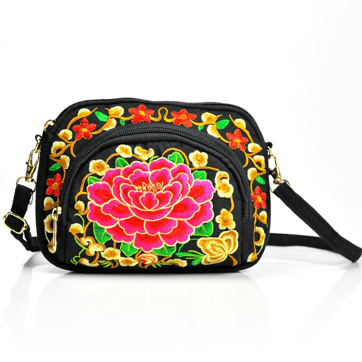 Floral Embroidered Crossbody Bag