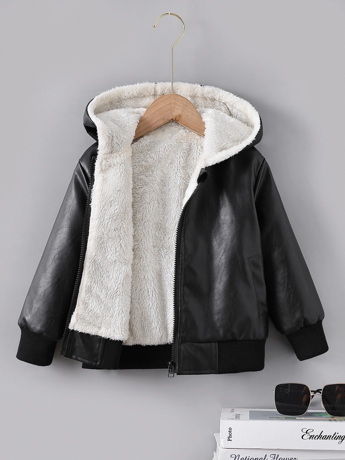 Boys Faux Leather Winter Jacket
