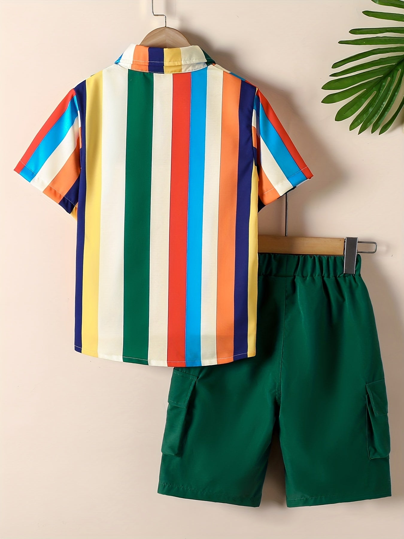 Boys Striped Shirt & Tailored Pocket Shorts Set