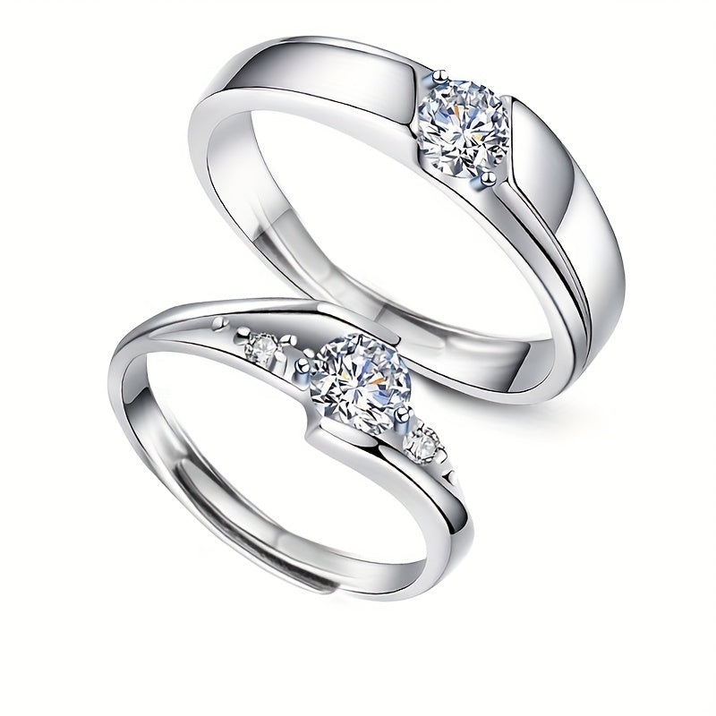 925 Silver Moissanite Couple Ring