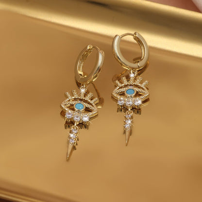 Copper-Inlaid Evil Eye Earrings