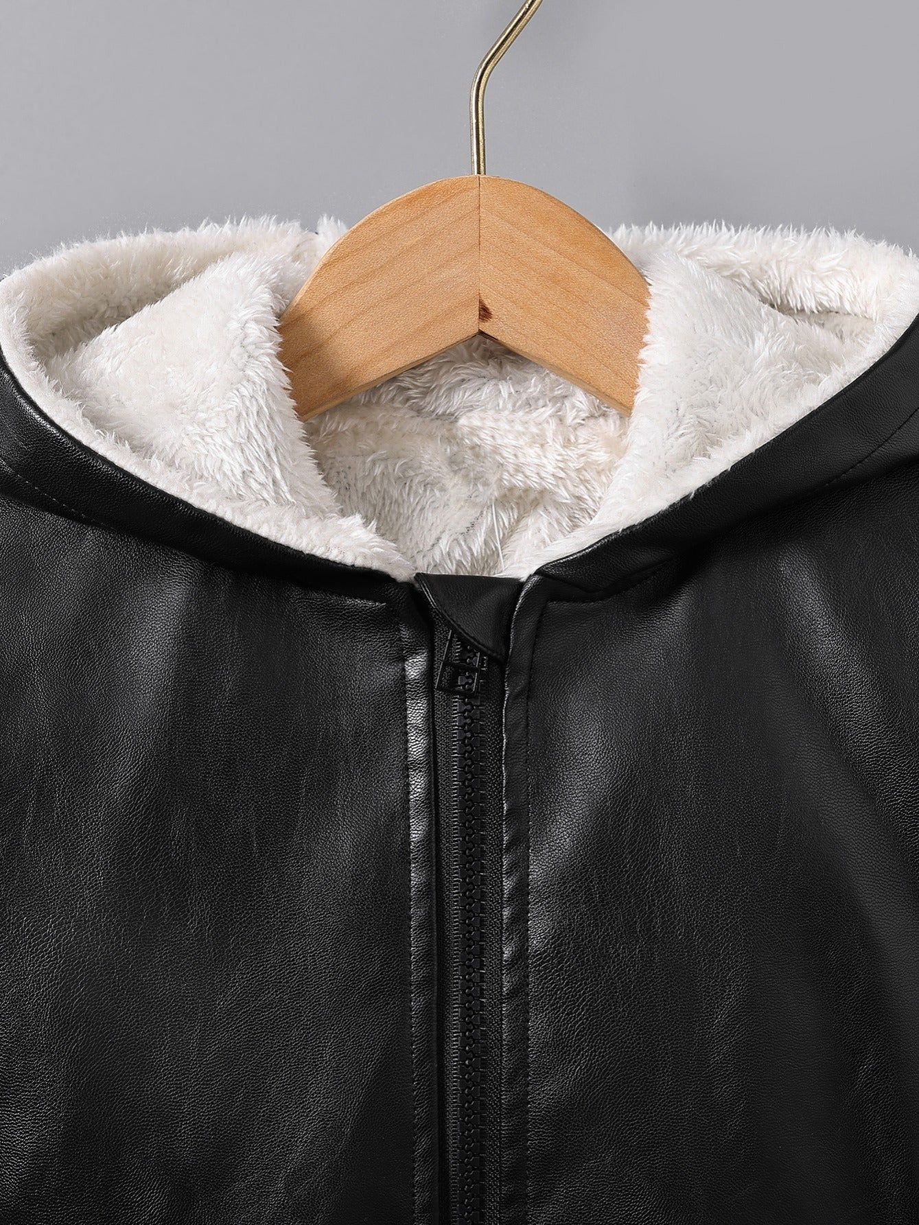 Boys Faux Leather Winter Jacket