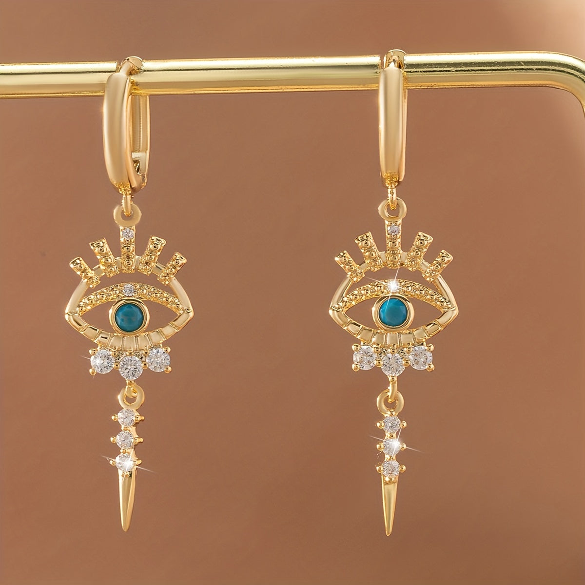 Copper-Inlaid Evil Eye Earrings