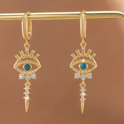 Copper-Inlaid Evil Eye Earrings