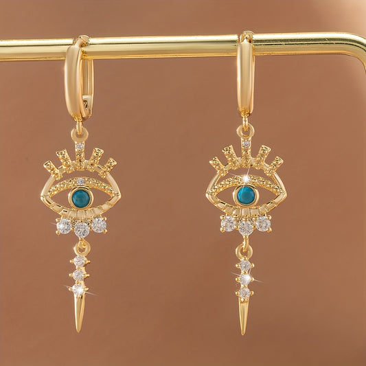 Copper-Inlaid Evil Eye Earrings