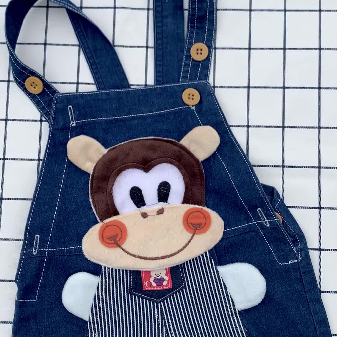 Monkey Motif Designer Overalls for Kids