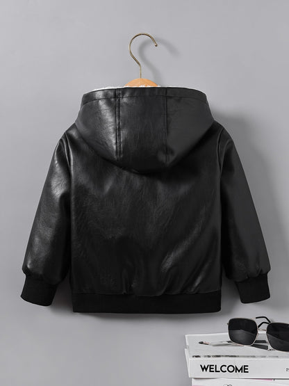 Boys Faux Leather Winter Jacket