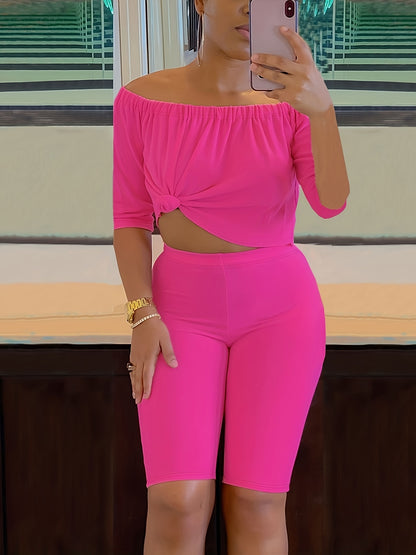 Women’s Sexy Off-Shoulder Top & Shorts Pantsuit