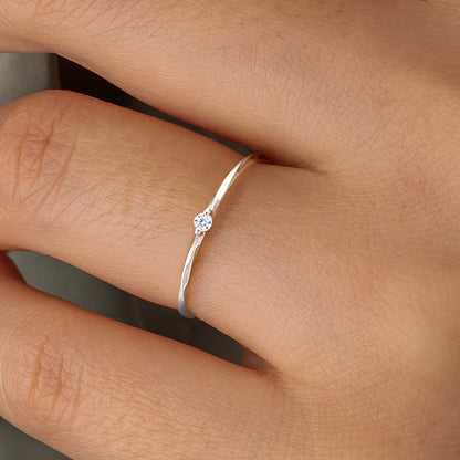Minimalist 925 Silver Zirconia Ring