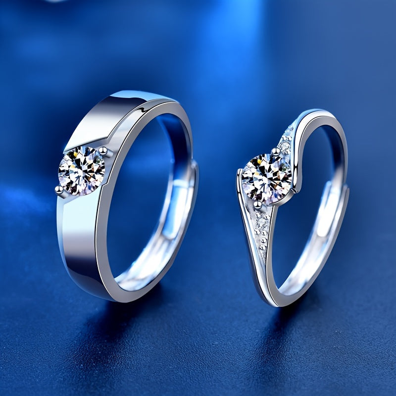 925 Silver Moissanite Couple Ring
