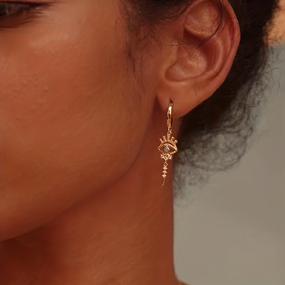 Copper-Inlaid Evil Eye Earrings