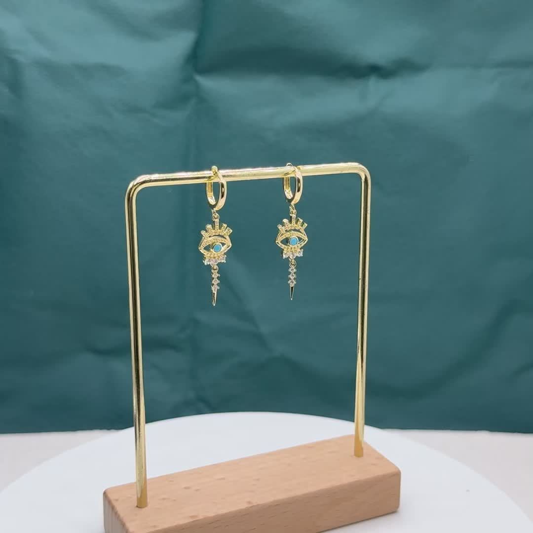 Copper-Inlaid Evil Eye Earrings