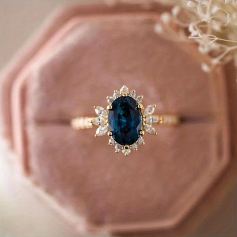 Sophisticated Egg-Shape Gemstone Ring