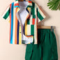 Boys Striped Shirt & Tailored Pocket Shorts Set