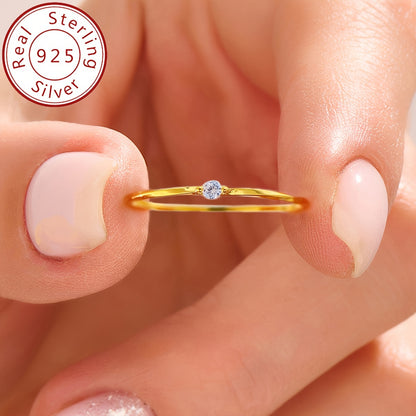 Minimalist 925 Silver Zirconia Ring