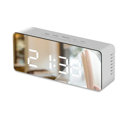 Digital LED Mirror Alarm Clock with Snooze Function.