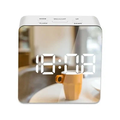 Digital LED Mirror Alarm Clock with Snooze Function.