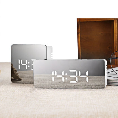 Digital LED Mirror Alarm Clock with Snooze Function.