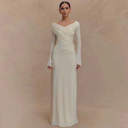 Trend Irregular Draped Ruched Maxi Dress