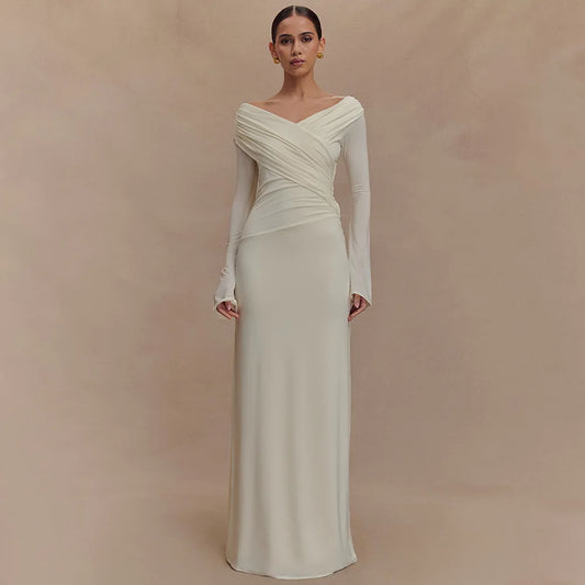 Trend Irregular Draped Ruched Maxi Dress