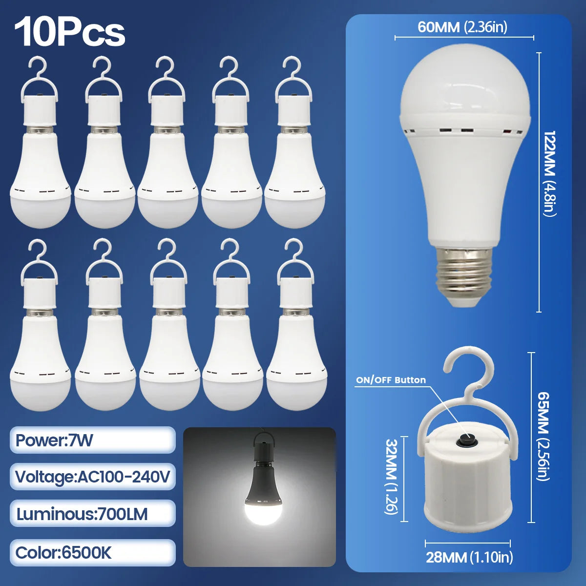 Rechargeable LED Emergency Bulb