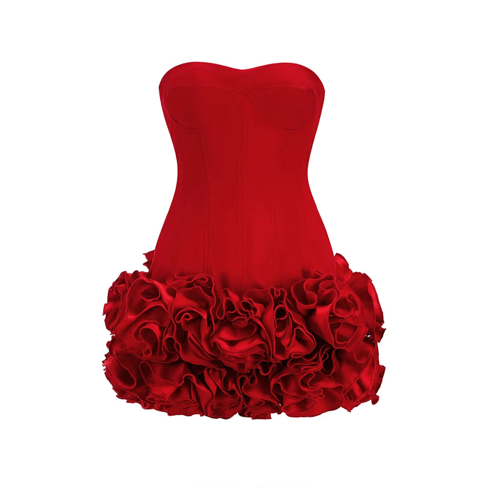 VC Christmas Red Strapless Mini Dress