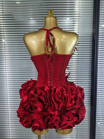 Women’s Halter Floral Two-Piece Mini Dress