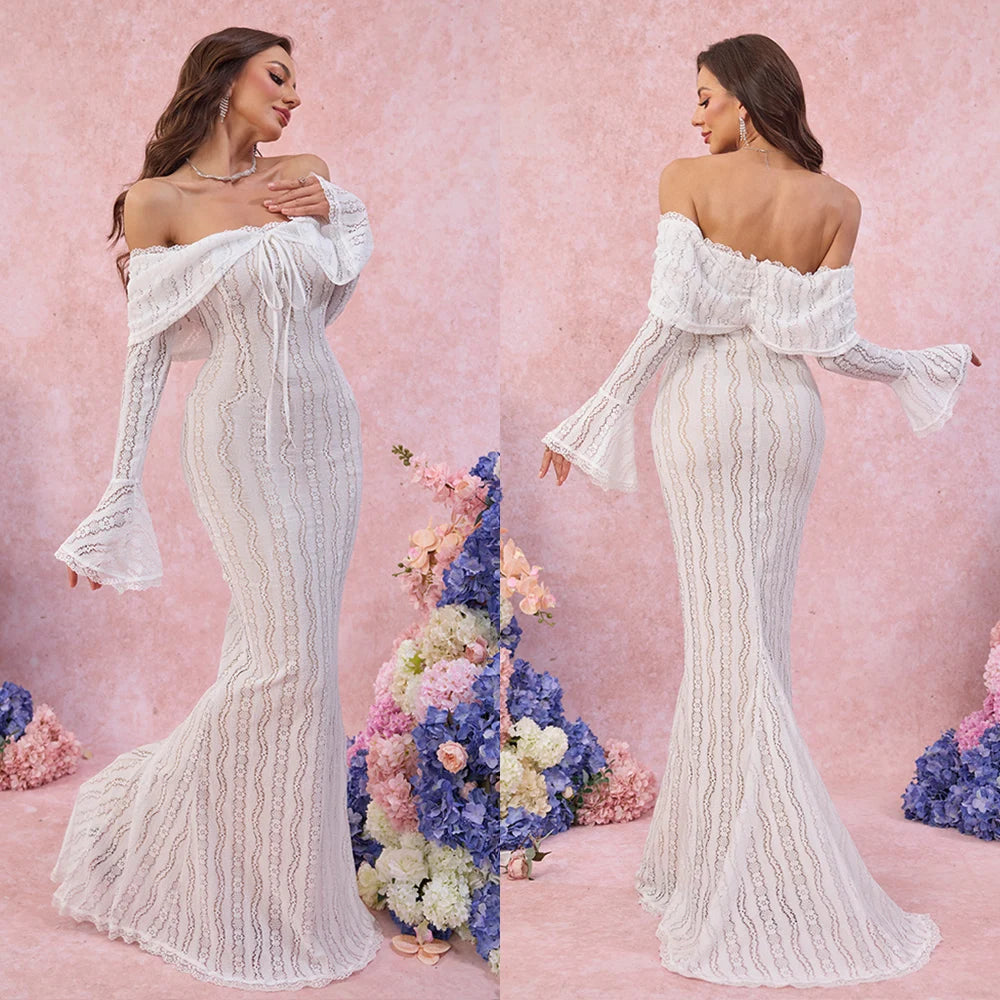 Timeless White Lace Off-Shoulder Maxi Dress