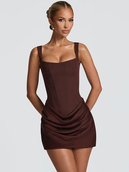 Mozision Backless Ruched Mini Dress for Women