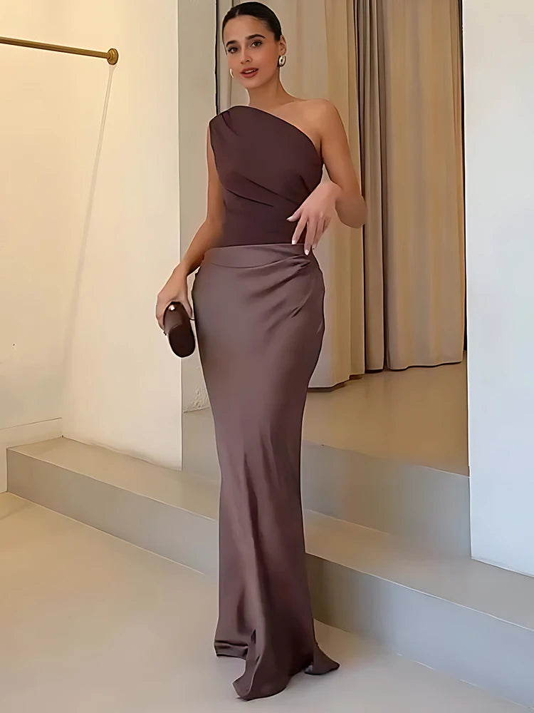 Luxury Ruched Satin Maxi Gown