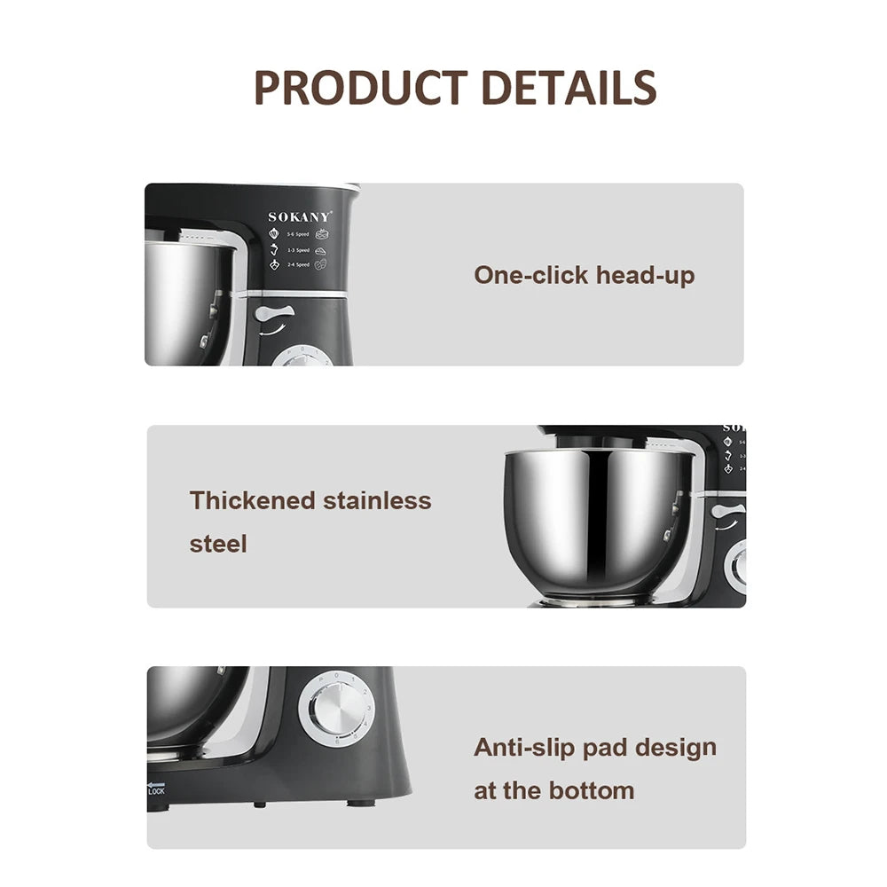 Powerful Electric Mixer with Dough Hook & Whisk