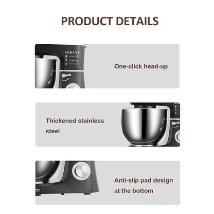 Powerful Electric Mixer with Dough Hook & Whisk