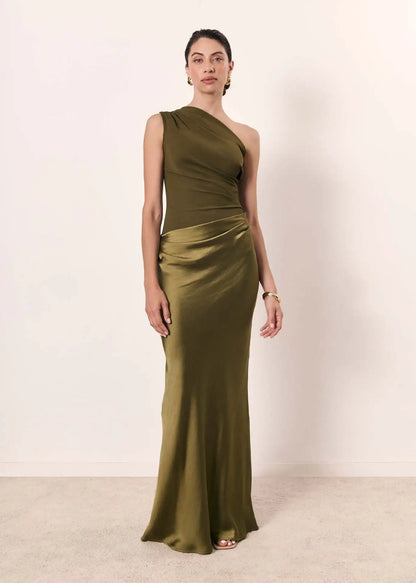 Luxury Ruched Satin Maxi Gown