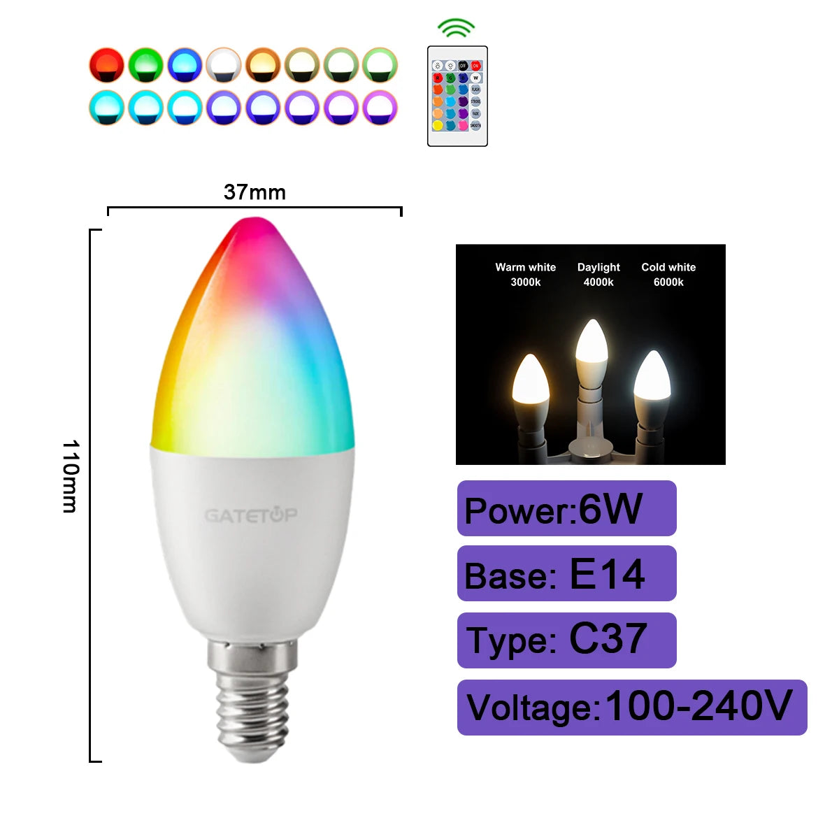 Smart RGBW LED Bulb with Remote Control