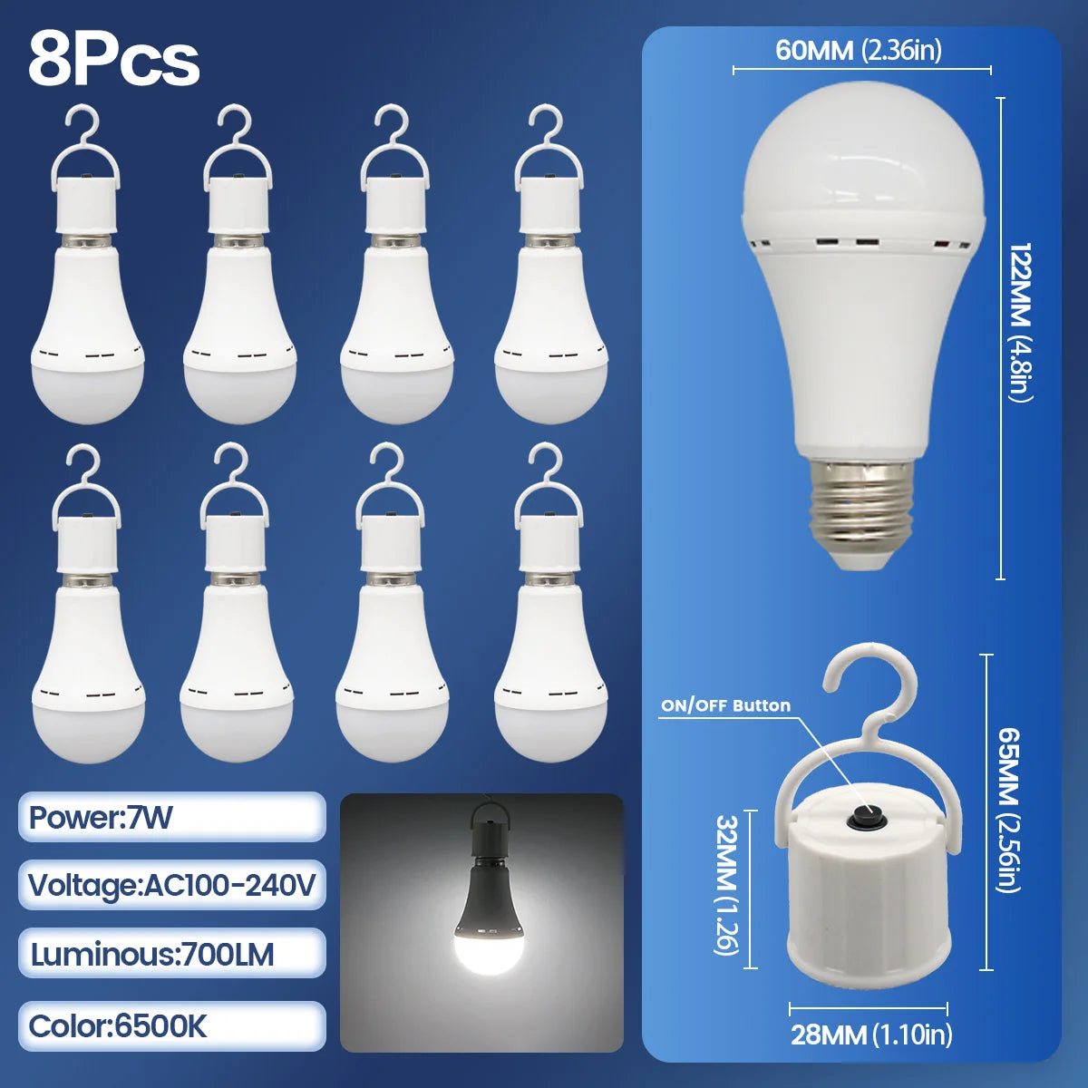 Rechargeable LED Emergency Bulb