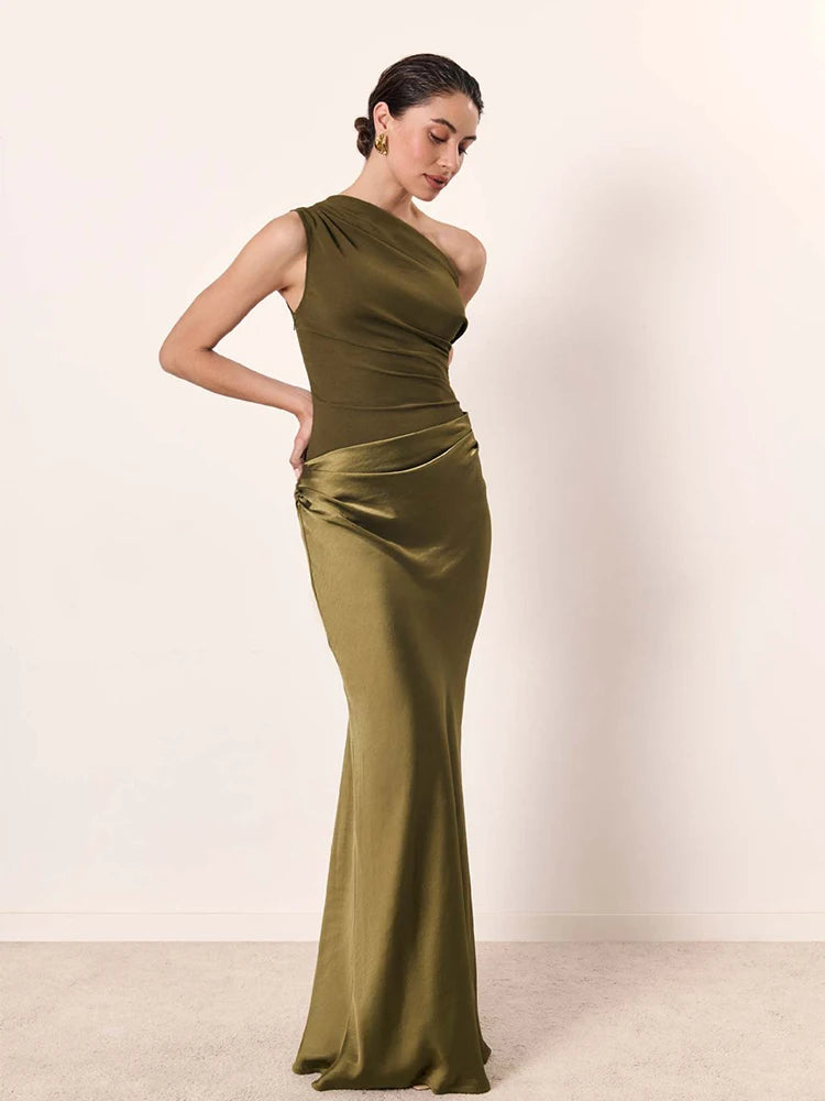 Luxury Ruched Satin Maxi Gown