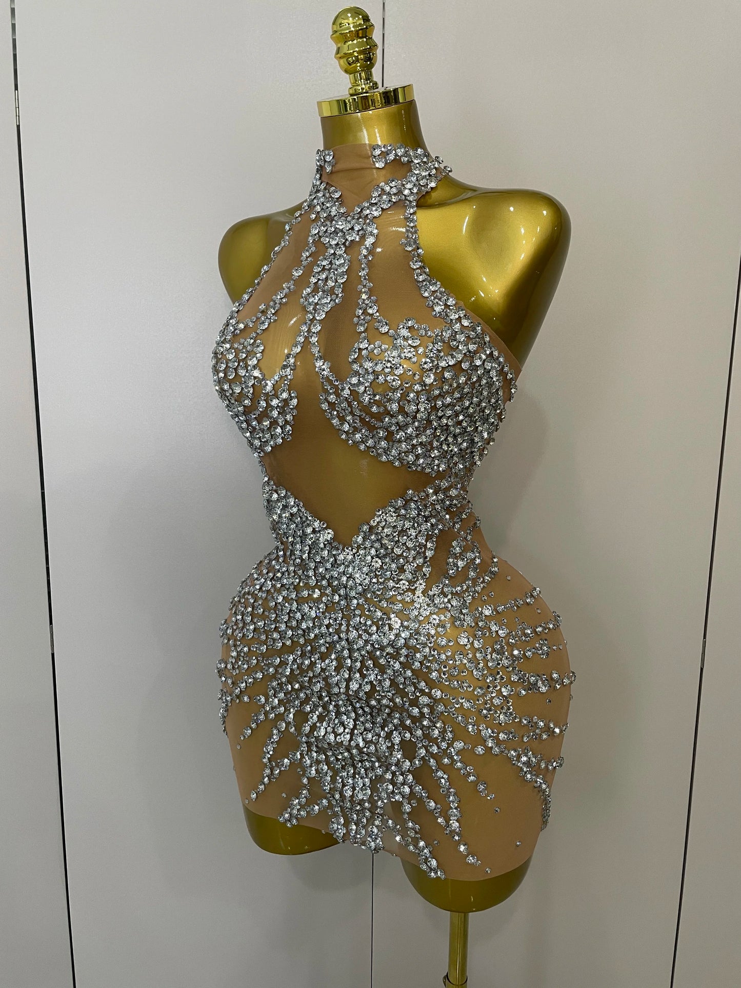 Sparkly Rhinestone Mesh Party Dress