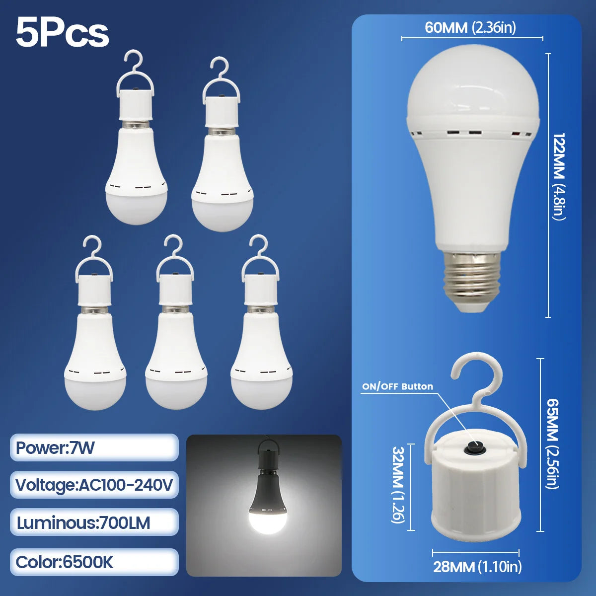 Rechargeable LED Emergency Bulb
